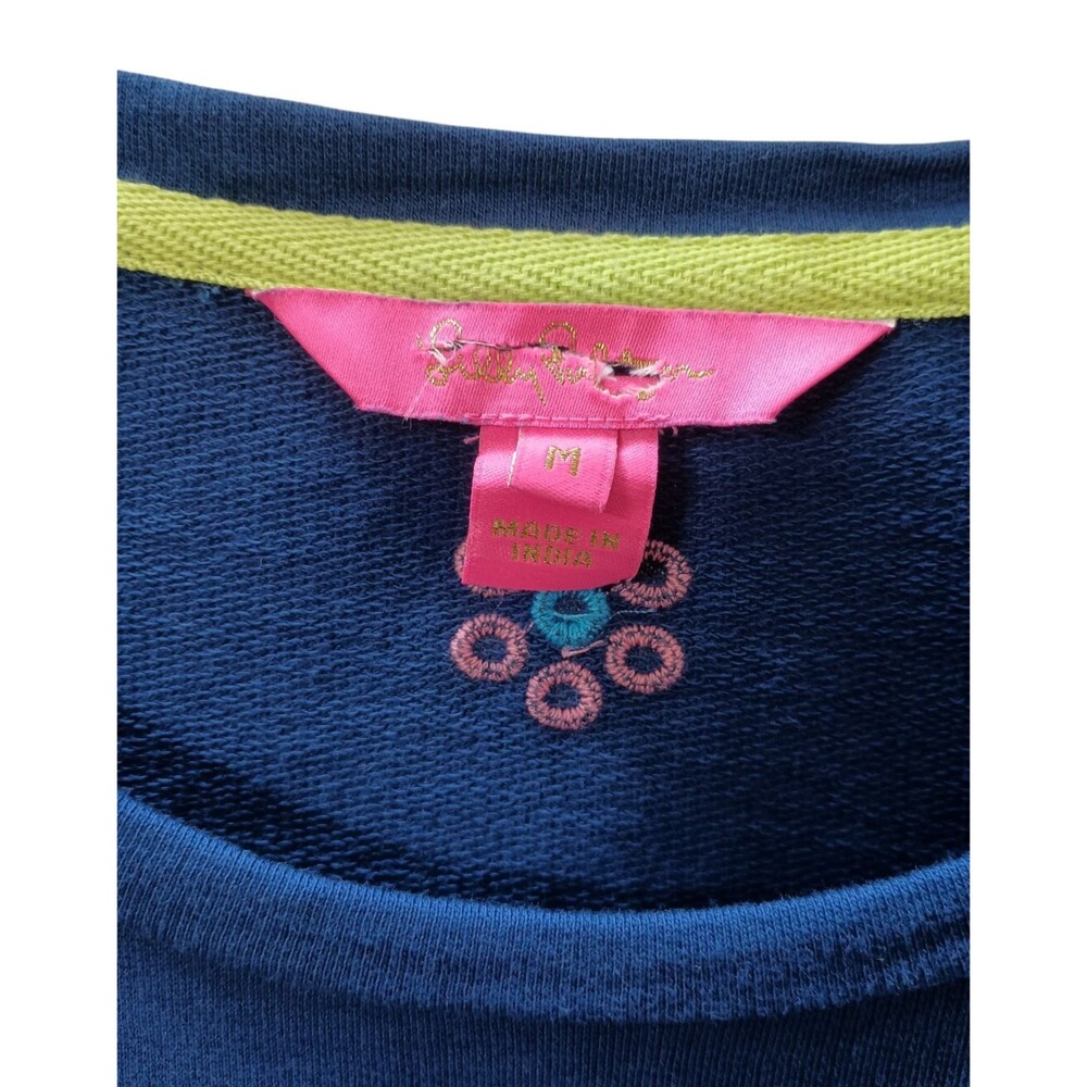 Lilly Pulitzer Landyn Embroidered Floral Ditsy Daisy Top Blue Medium Raglan NEW - Picture 3 of 5